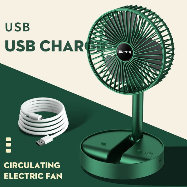 Portable Rechargeable Telescopic Fan - USB Foldable, 3 Speeds