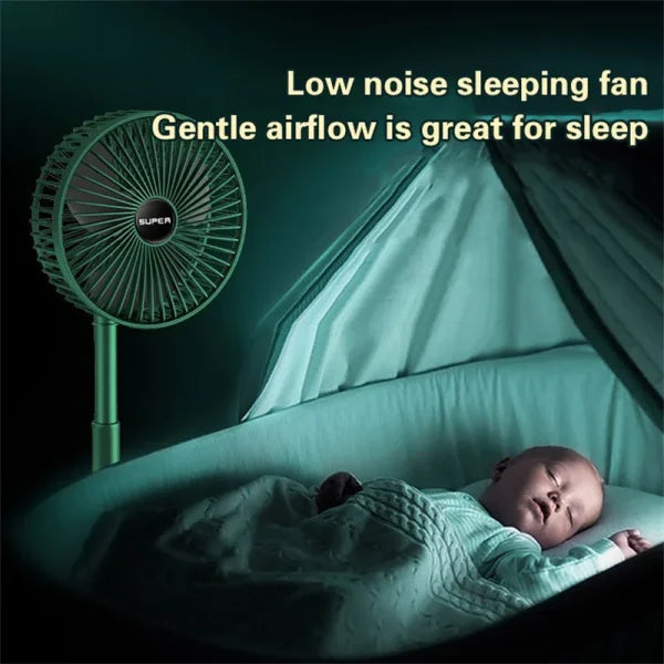 Portable Rechargeable Telescopic Fan - USB Foldable, 3 Speeds