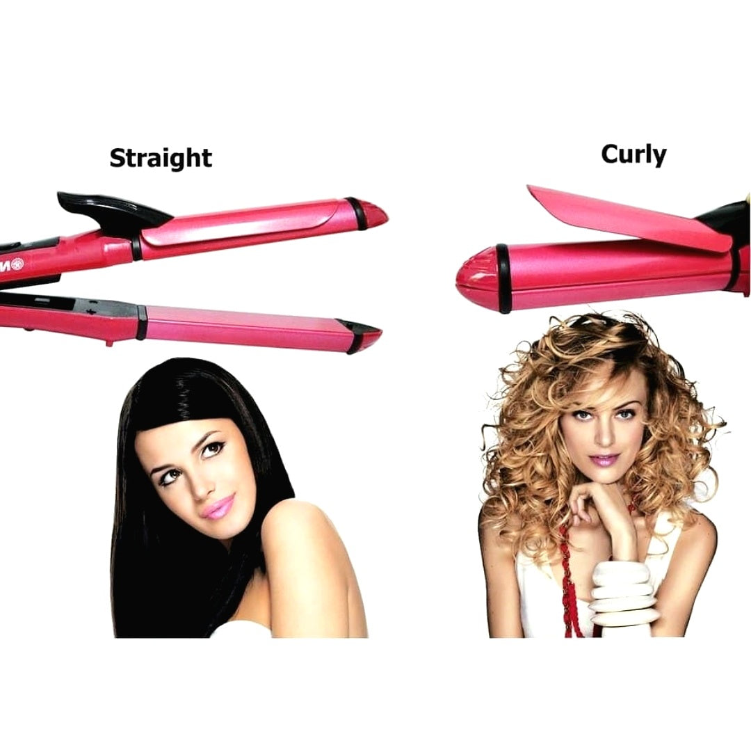 2 IN 1 HAIR STRAIGHTENER AND CURLER