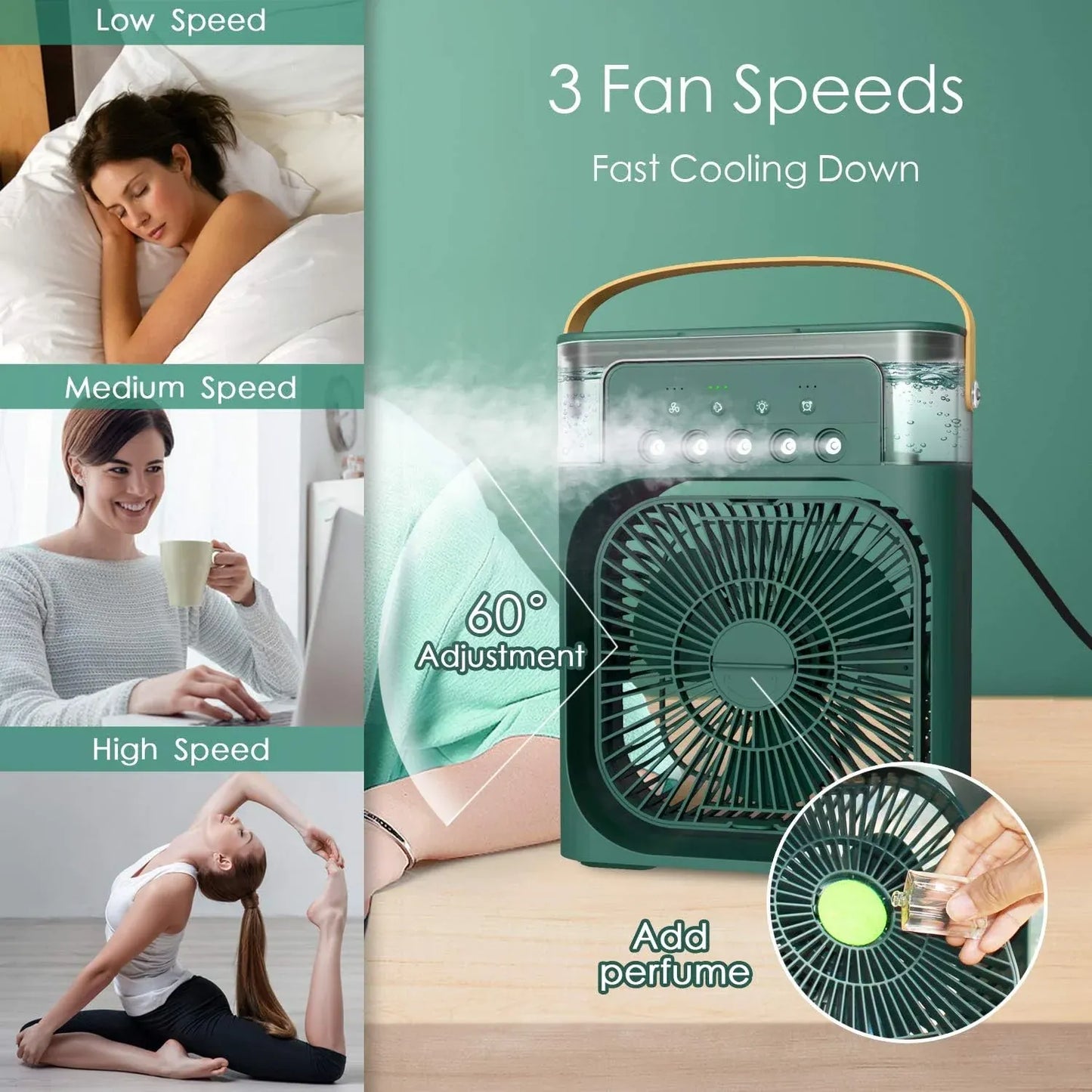 3 in 1 Portable Air Conditioner Mist Cooler