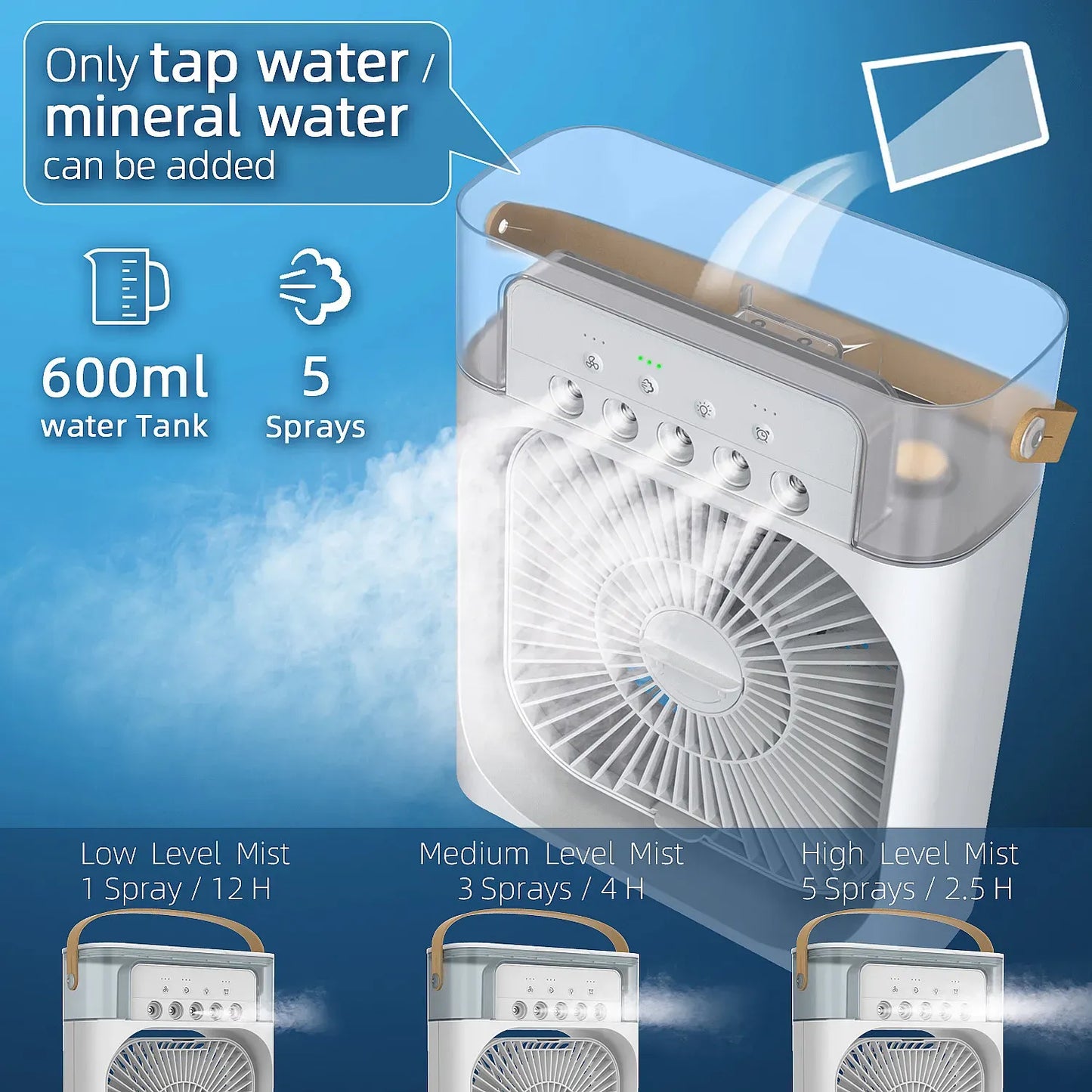 3 in 1 Portable Air Conditioner Mist Cooler