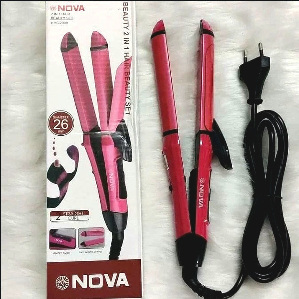 2 IN 1 HAIR STRAIGHTENER AND CURLER